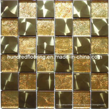 Gold Metall Mix Glas Mosaik Fliese (SM201)